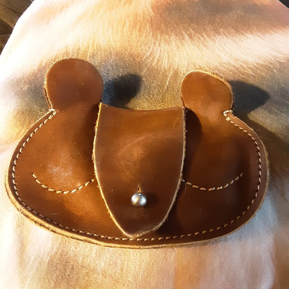 Hide & Drink leather teddy bear coin purse